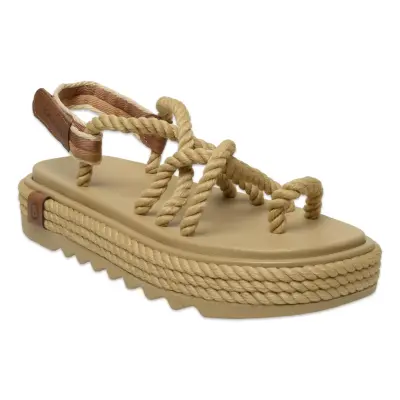 Bohonomad Ibiza Mid Platform Halat Bej Kadın Sandalet - 1