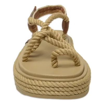 Bohonomad Ibiza Mid Platform Halat Bej Kadın Sandalet - 3