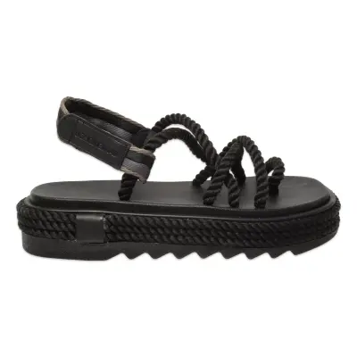 Bohonomad Ibiza Mid Platform Halat Siyah Kadın Sandalet - 2