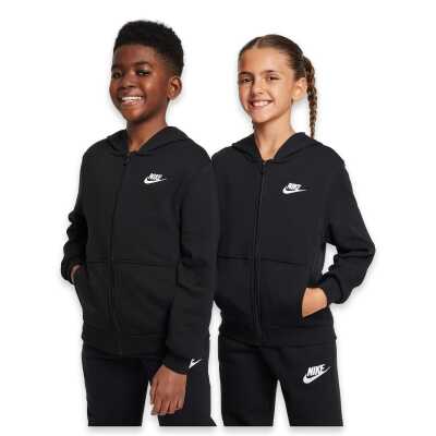 Nike Fd3017 Nike Club Fleece French Terry Full-Zip Hoodie Siyah Çocuk Sweatshirt - Nike