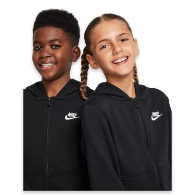 Nike Fd3017 Nike Club Fleece French Terry Full-Zip Hoodie Siyah Çocuk Sweatshirt - 3