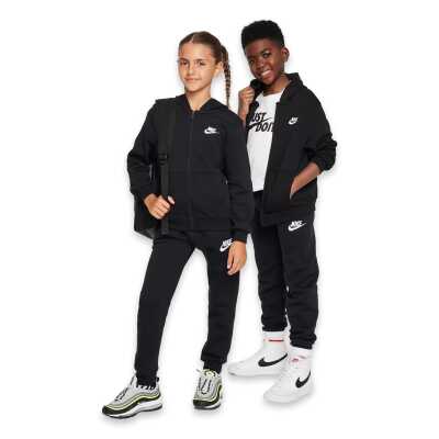 Nike Fd3017 Nike Club Fleece French Terry Full-Zip Hoodie Siyah Çocuk Sweatshirt - 5