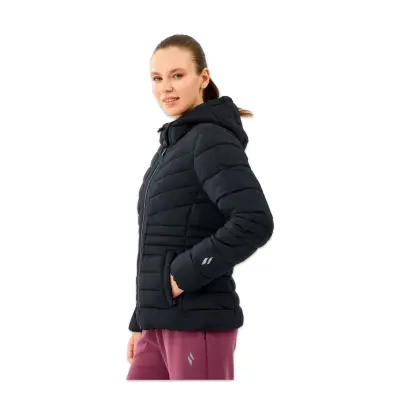 Skechers S2520203 W Fitted Hoodie Puffer Jacket Siyah Kadın Mont - Skechers (1)