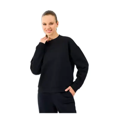 Skechers S2610011 W Essential Crewneck Sweat Siyah Kadın Sweatshirt - Skechers (1)