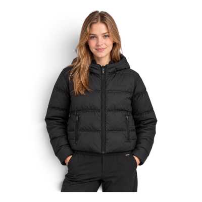 Skechers S2620098 W Puffer Hooded Jacket Siyah Kadın Mont - Skechers