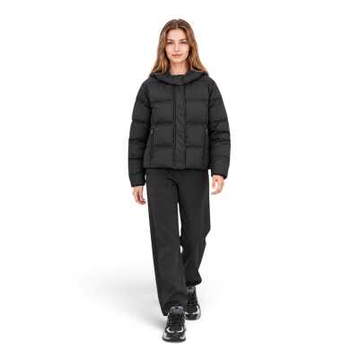 Skechers S2620098 W Puffer Hooded Jacket Siyah Kadın Mont - 3