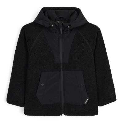 Skechers Sk2620086 B Full Zıp Sherpa Siyah Çocuk Ceket - Skechers