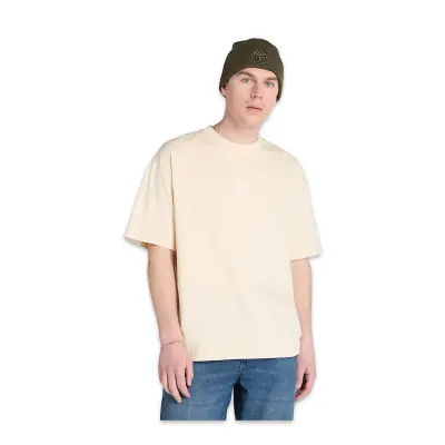 Timberland Tb0A5Mnt Hampthon Tonal Stack Logo Tee Krem Erkek T-Shirt - 1