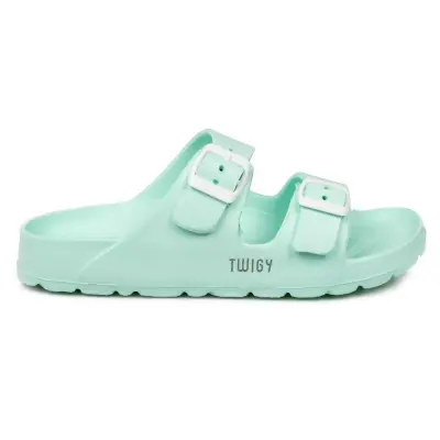 Twigy 1017 Z Jessica Çift Bant Yeşil Kadın Terlik - Twigy (1)