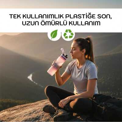 Uzspace 3026 500 Ml Gradient Renk Soft-Touch Tritan Su Matarası Siyah-Beyaz Unisex Suluk & - 4