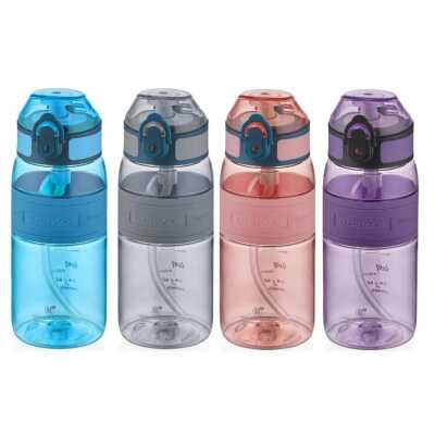Uzspace 4105 440 Ml Silikon Gövde Pipetli Tritan Su Matarası Gri Unisex Suluk & Matara - UZSPACE (1)